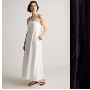 Quince European Linen Strapless Maxi Dress in Black